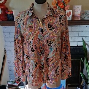 Chaps Colorful Paisley Button Down Shirt